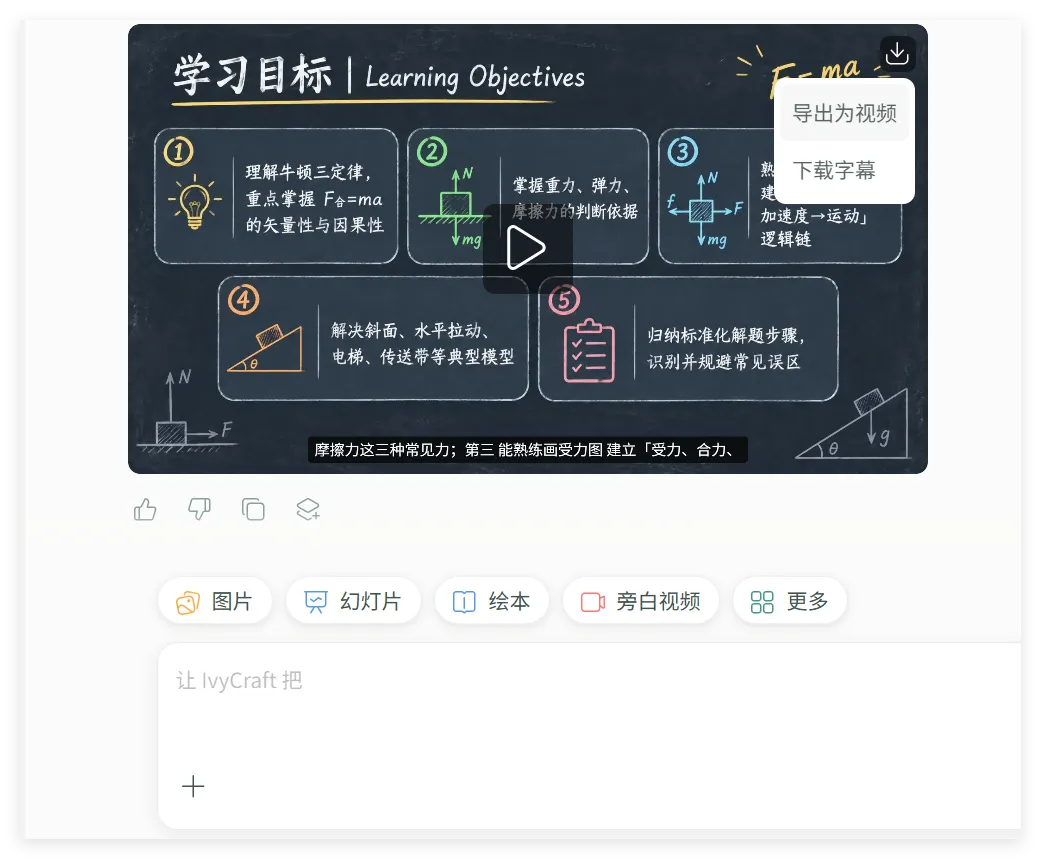 IvyCraft:一份资料,直接生成 PPT、信息图、播客和视频